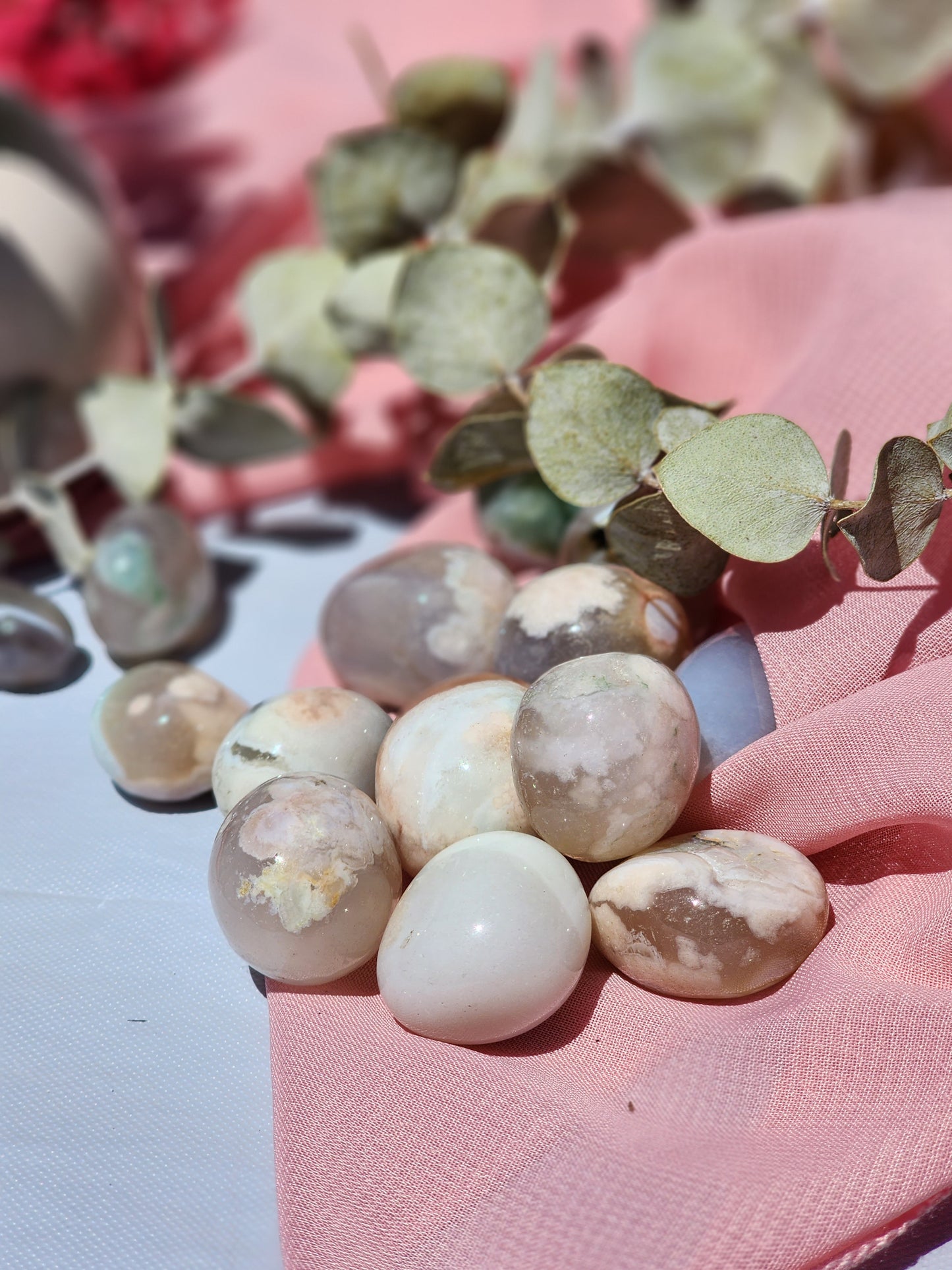 Green Flower Agate Tumbles