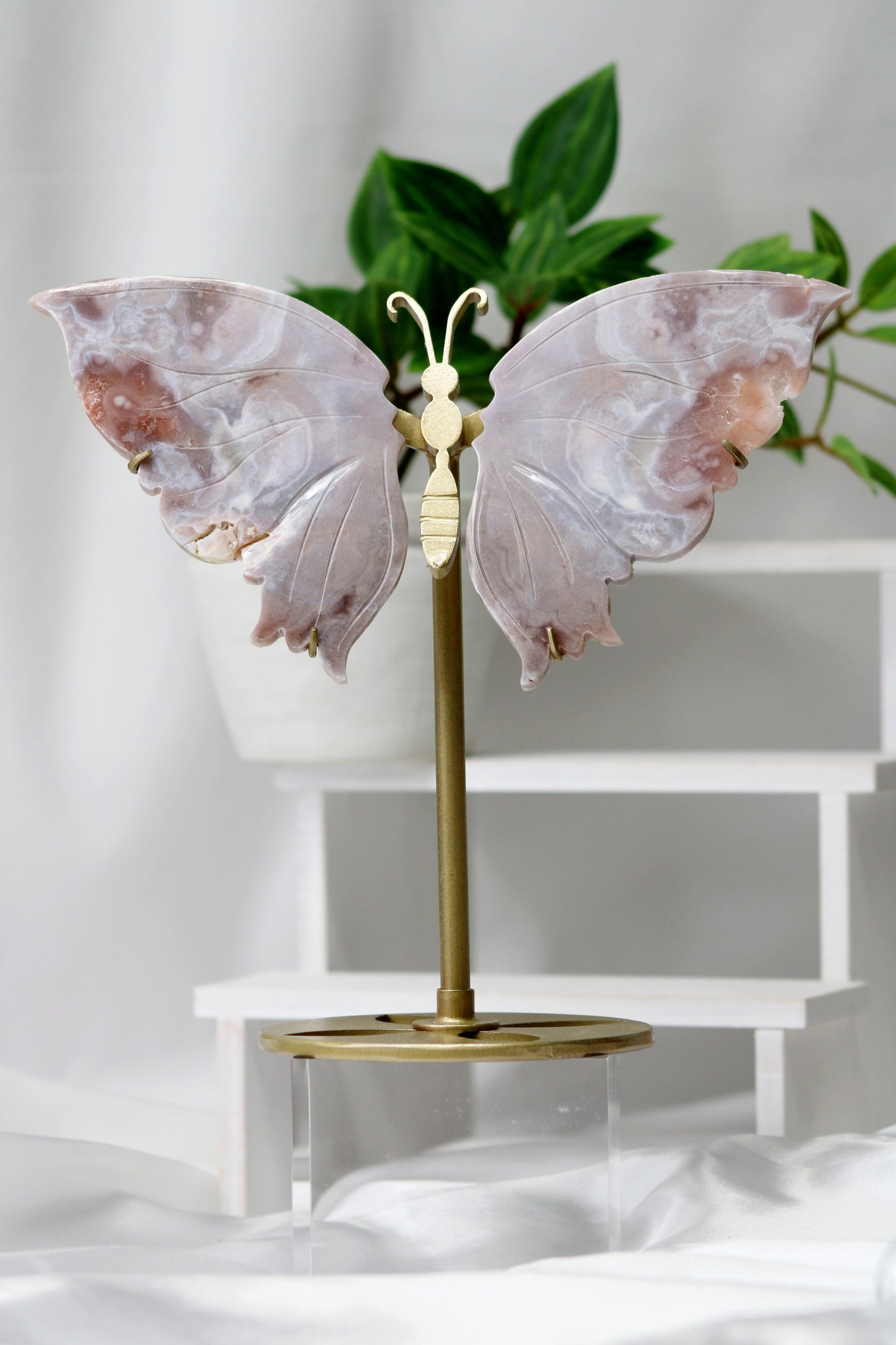 Pink Amethyst Butterfly Wings with Stand - HYY