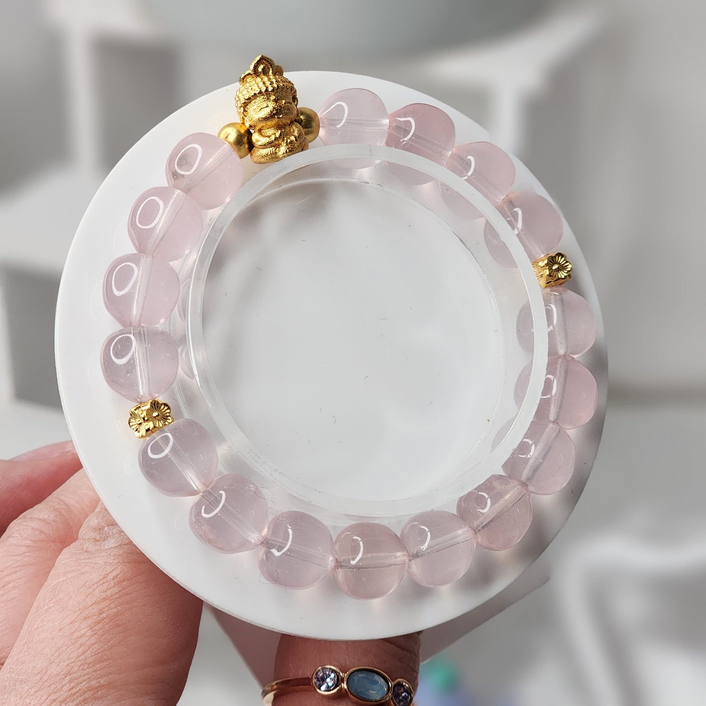 Love Guanyin HQ Rose Quartz and Buddha Bracelet - MPR