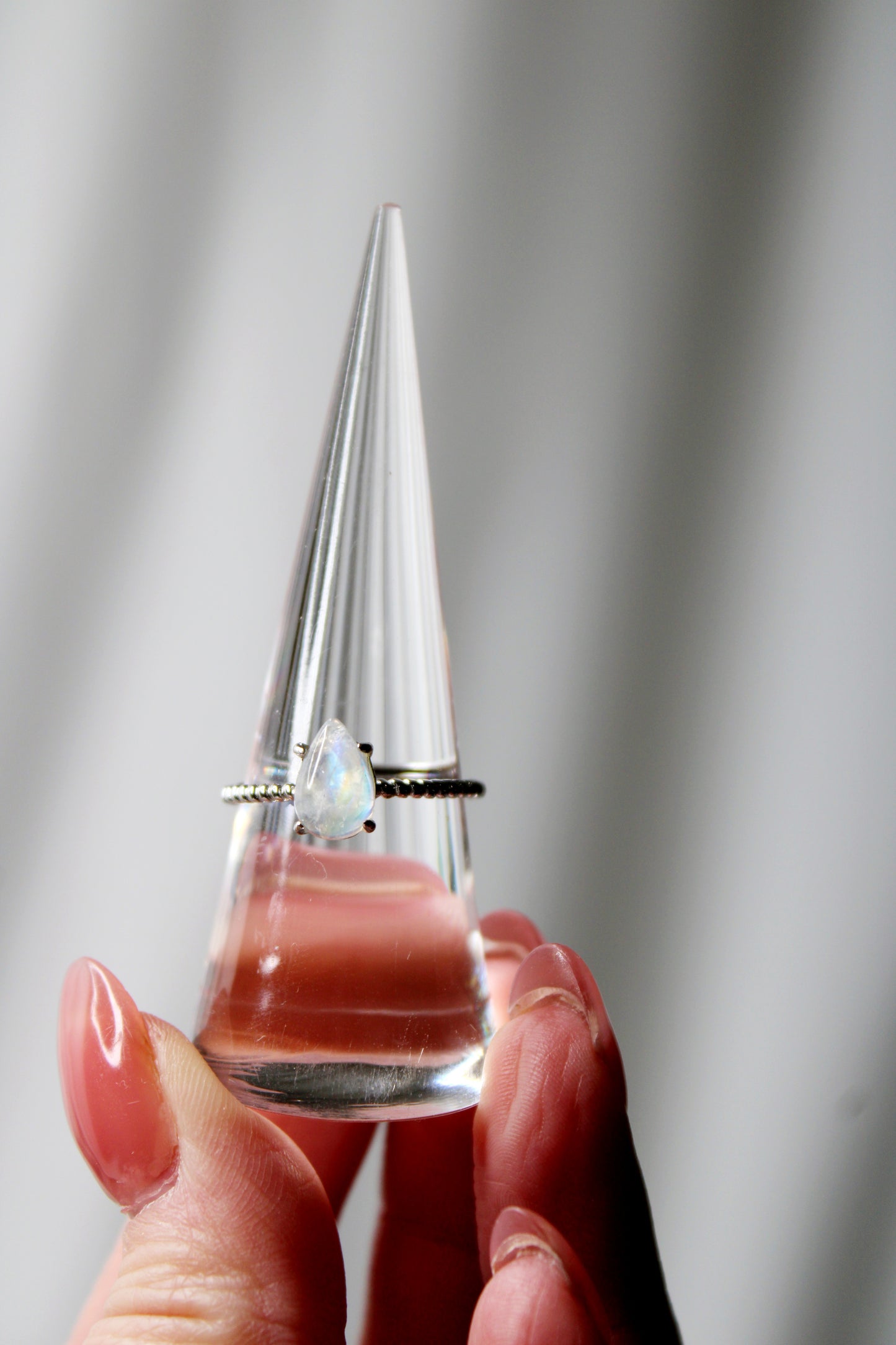 Blue Flash Moonstone Ring