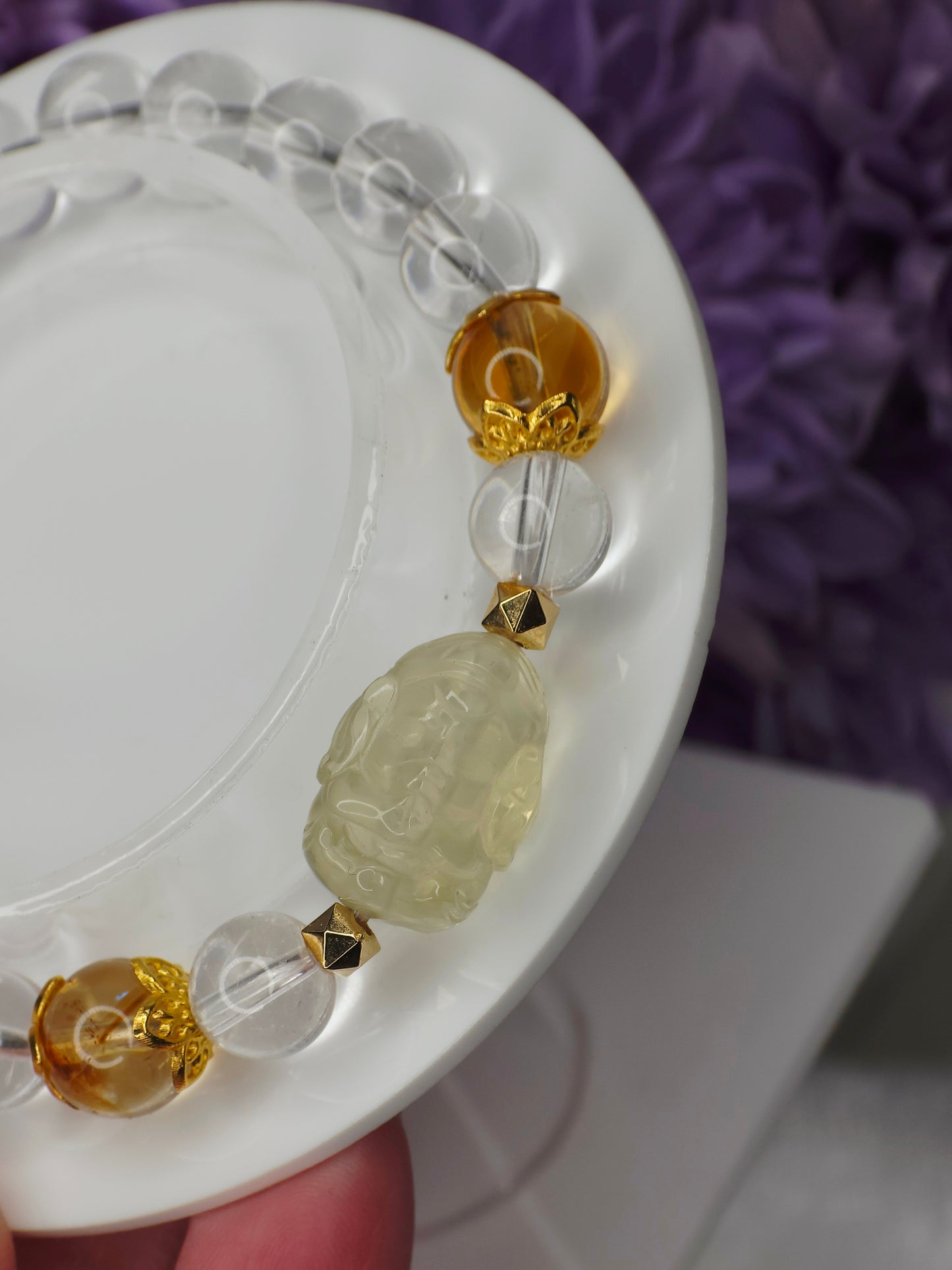 Lemon Citrine Ganesha Bracelet - 6in