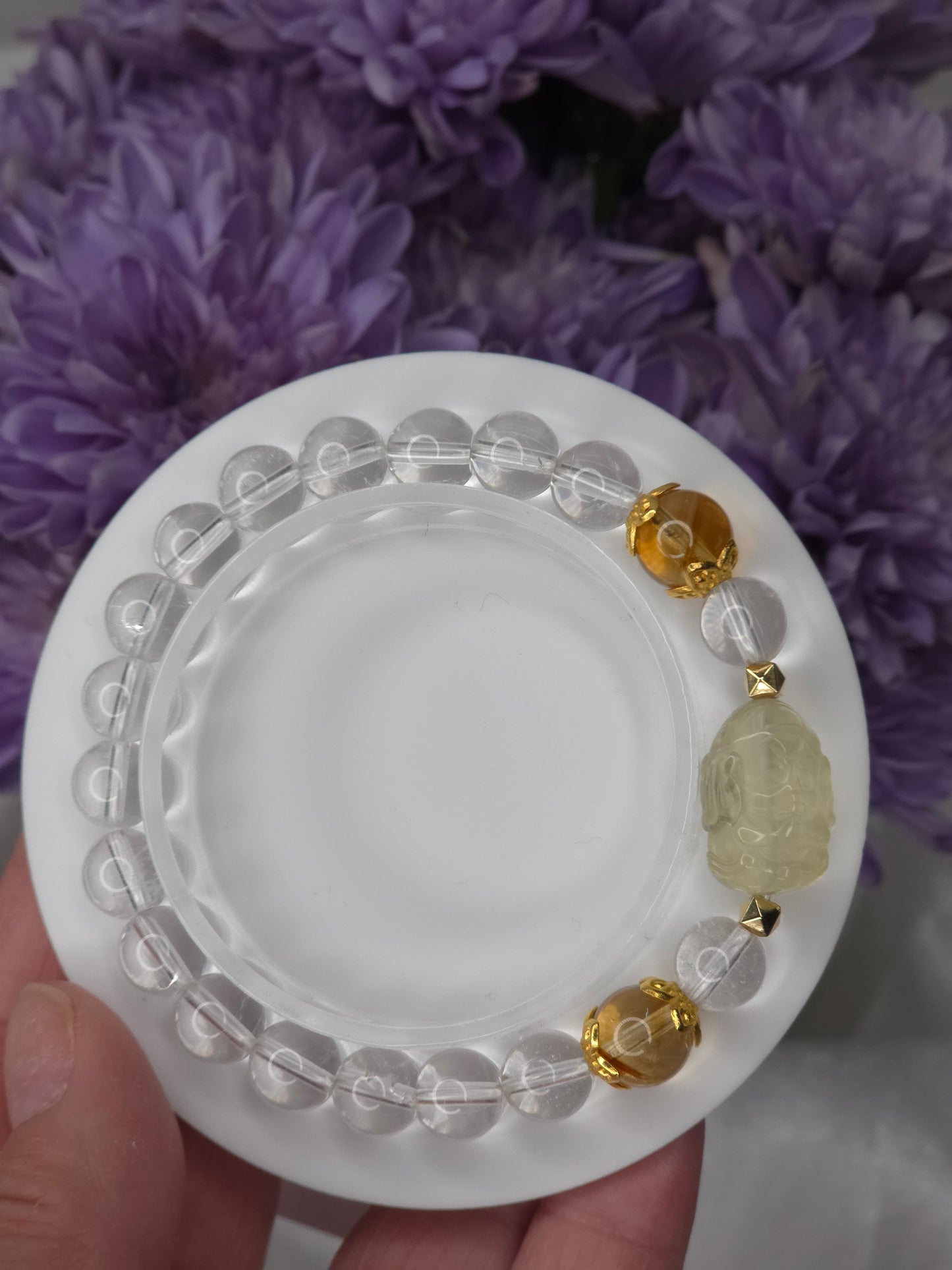 Lemon Citrine Ganesha Bracelet - 6in