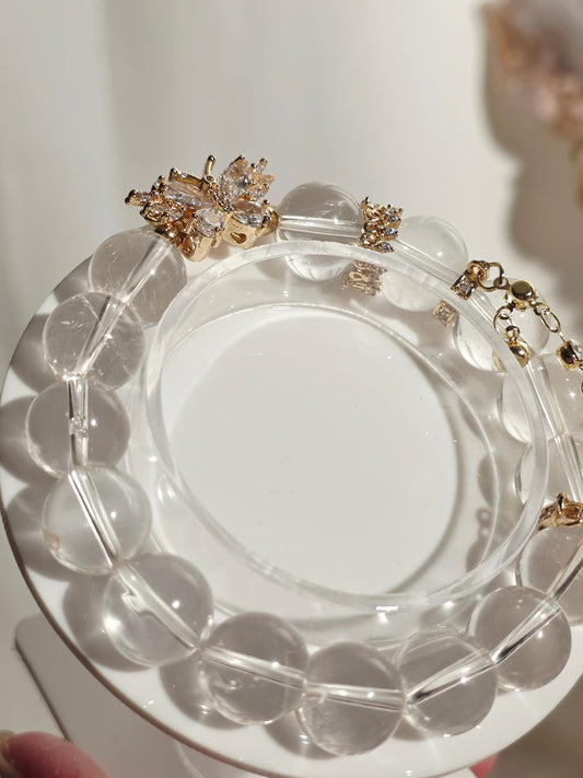 Clear Quartz & Zirconia Butterfly