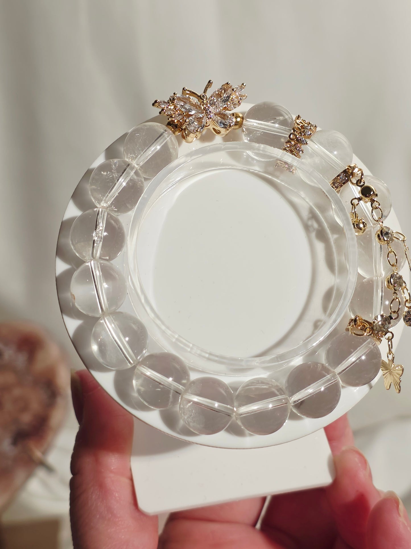 Clear Quartz & Zirconia Butterfly