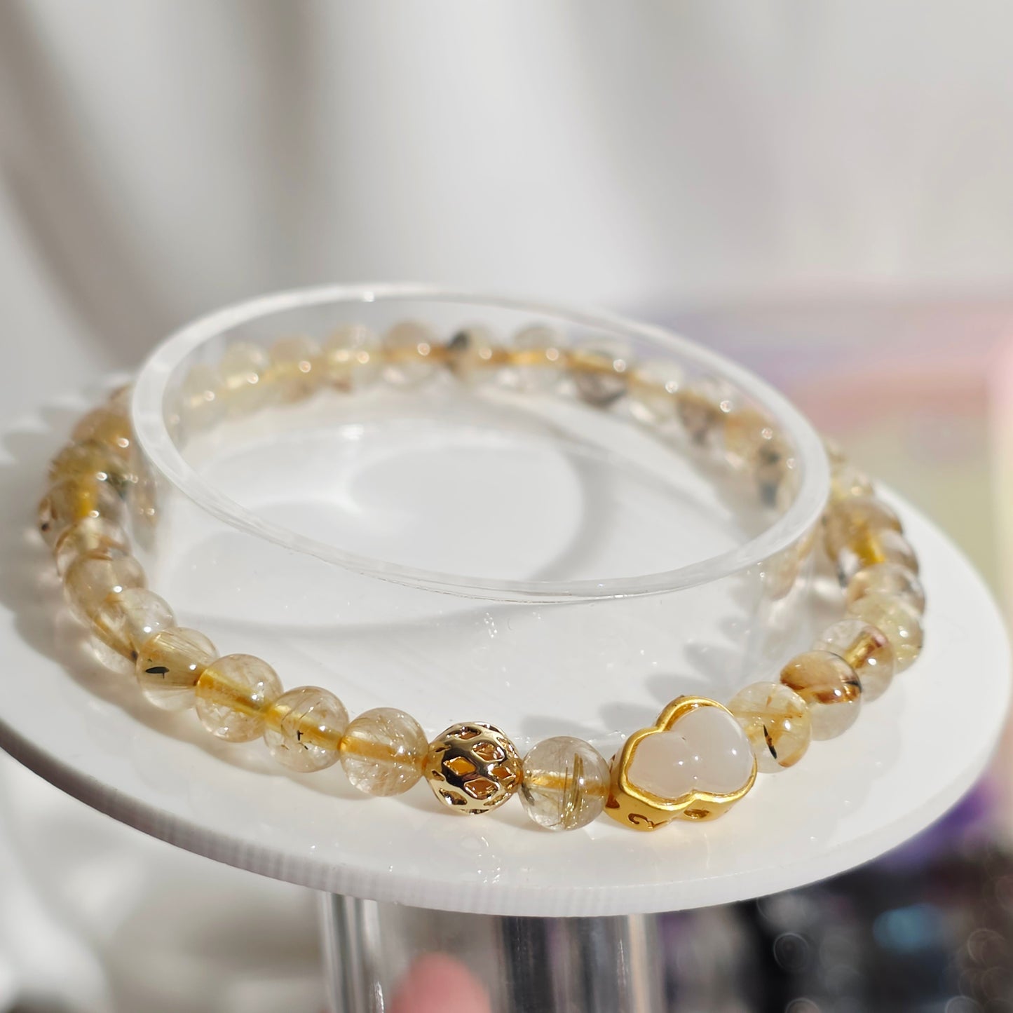 HQ Golden Rutile with White Jade Hulu